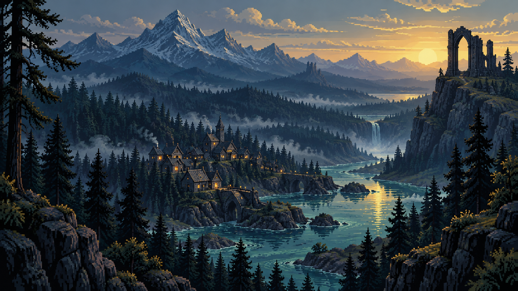 Original fantasy landscape illustration for the Dimraeth community wiki